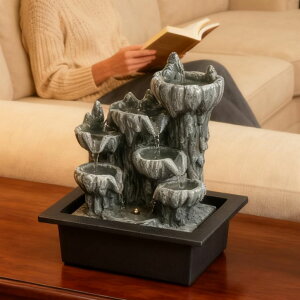 ��� ���� ��̃I�u�W�F �e�[�u���g�b�v�t�@�E���e�� �C���e���A���� BIASUNS Indoor Cave Rock Waterfall Fountain with Warm Light,Tabletop Fountain with Planter Niche, Zen Water Feature for Home Office Desk Decor �y���s�A���i