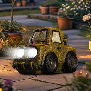 �K�[�f�����C�gLED�\�[���[���C�g �\�[���[�p���[ Etlemonde Garden Statue Outdoor Solar Car Decor with LED Light Vintage Resin Sculpture Truck Rustic Decoration for Lawn Patio Yard Gifts for Women �y���s�A���i�z