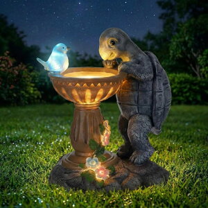 �K�[�f�����C�gLED�\�[���[���C�g �\�[���[�p���[ Maasechs Turtle Birdbath Outdoor Garden Decor 10.25 Inch Solar Bird Turtle Statues Ornaments with Succulent and Solar LED Lights for Outside Decorations Yard Art Lawn Porch Patio House �y