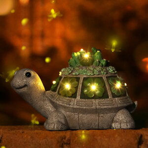 �K�[�f�����C�gLED�\�[���[���C�g �\�[���[�p���[ Solar Garden Outdoor Statues Turtle with Succulent and 7 LED Lights - Lawn Decor Tortoise Statue for Patio, Balcony, Yard Ornament - Unique Housewarming Gifts �y���s�A���i�z