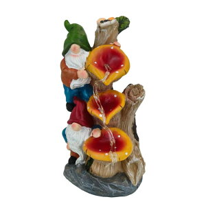�K�[�f�����C�gLED�\�[���[���C�g �\�[���[�p���[ SAMPU CRAFT Solar Powered Garden Gnome Statue with Mushroom Waterfall LED Lights, Resin Fairy Garden Ornament, Outdoor Decor for Patio, Lawn, Yard, Unique Gift for Gnome Lovers �y���s