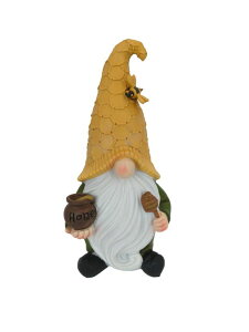 �K�[�f�����C�gLED�\�[���[���C�g �\�[���[�p���[ SAMPU CRAFT Bee Gnome Garden Statue with LED Light, Honeycomb Hat Design, Honey Pot, 11.02 inches Tall, Outdoor Decor,Gift for Women Mom,Yard Art Ornament for Patio Lawn (Yellow) �y���s