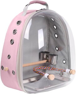 �C���R ���� �o�[�h �g���x���L�����A�[ Bird Travel Backpack Carrier, Clear Bubble Window Transport Backpack for Birds, Space Capsule Astronaut Liked Vet Carry Book Bag for Parakeet Parrot (Pink, Multi Vents) �y���s�A���i�z
