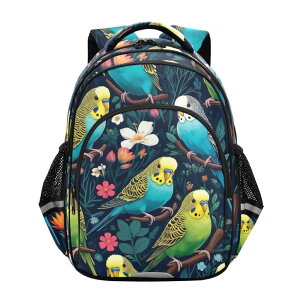 �C���R ���� �o�[�h �g���x���L�����A�[ Colorful Parrot Bird Backpack for Girls Kids Lightweight Back to School Bag Custom Floral Bookbags Elementary Age 8-14 Boys Backpacks Animal Medium �y���s�A���i�z