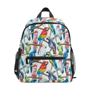 �C���R ���� �o�[�h �g���x���L�����A�[ Fisyme Toddler Backpack Bird Parrot Tropical School Bag Kids Backpacks for Kindergarten Preschool Nursery Girls Boys, S �y���s�A���i�z