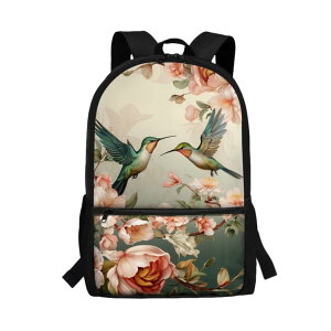�C���R ���� �o�[�h �g���x���L�����A�[ Guosanchn Hummingbird Purse 17 Inch Backpack for Middle School Girls Bookbag Spring Birds School Bag Back Packs with Front Pocket Elementary Kindergarten Bag Packs Women Travel Daypack �y���s�A��