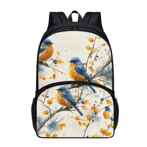 �C���R ���� �o�[�h �g���x���L�����A�[ Howilath Blue Cute Birds Print Elementary Students School Backpack with Adjustable Shoulder Straps, 17 Inch Large Capacity Bagpack for Teen Girls �y���s�A���i�z