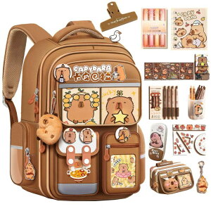�C���R ���� �o�[�h �g���x���L�����A�[ Gowcxn Capybara Backpack for School ? Cute Kawaii Cartoon Backpack for Girls & Boys, Funny Kids Supplies, Capybara Gifts �y���s�A���i�z