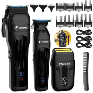 �y�b�g�o���J�� BESTBOMG? Hair Clippers for Men, Professional Hair Clippers, Beard Trimmer& Rechargeable Shaver Set, Metal T-Blade, LED Display, Barber Hair Cutting Kit for Men Grooming & Gifts, BS-808A (Black) �y���s�A���i�z