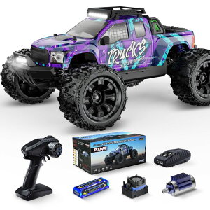 �z�b�g�E�B�[�� �����X�^�[�g���b�N JIUSI 1/14 Brushless RC Truck,Fast 50mph Electric Off-Road Monster Truck,High Speed 4X4 Remote Control Car with 25W Fast Charger,Waterproof RC Trucks with 3S Lipo �y���s�A���i�z