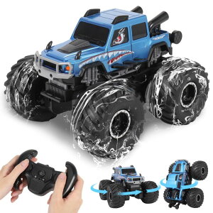 �z�b�g�E�B�[�� �����X�^�[�g���b�N HENGI Amphibious Remote Control Car, RC Monster Truck, 2.4GHZ 1:16 Waterproof All-Terrain Off-Road RC Cars Toys, Pool Toys Gifts for Boys and Girls Age 8-12 (Blue) �y���s�A���i�z