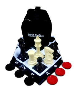 �`�F�X�Z�b�g MegaChess Large Chess Set 8-inch King with Large Checkers Set and Giant Vinyl Chess Mat �y���s�A���i�z
