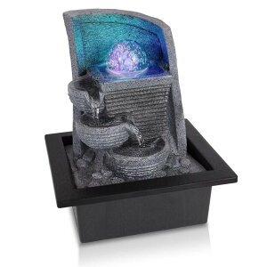 ��� ���� ��̃I�u�W�F �e�[�u���g�b�v�t�@�E���e�� �C���e���A���� SereneLife Desktop Electric Water Fountain w/LED Illuminated Crystal Ball Accent-Indoor Outdoor Portable Tabletop Decorative Waterfall Kit Includes Submersible P