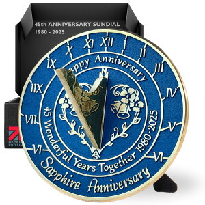 �����v Anniversary Sundial Gift for 45th Sapphire Wedding Anniversary in 2025 - Recycled Metal Home Decor Or Garden Present Idea - Handmade in UK for Him, Her Parents Or Couples 45 Year Celebration �y���s�A���i�z