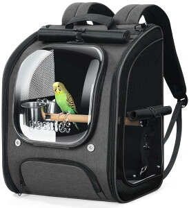 �C���R ���� �o�[�h �g���x���L�����A�[ Pecute Bird Backpack Carrier for Small Birds,Cockatiel,Parrot,Bird Carrier with Standing Perch,Comfy Mat&Transparent Window, Breathable Bird Backpack for Vet Visit,Shopping and Outdoor Adventur �y��