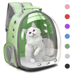 �C���R ���� �o�[�h �g���x���L�����A�[ Henkelion Travel Backpack Bubble Carrying Bag for Small Medium Dogs Cats, Space Capsule Pet Carrier Dog for Hiking, Airline Approved - Green �y���s�A���i�z