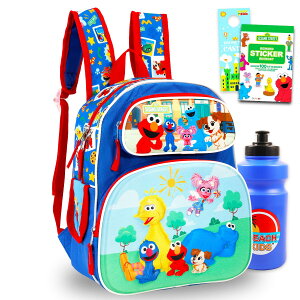 �C���R ���� �o�[�h �g���x���L�����A�[ Sesame Street Mini Backpack for Kids - Bundle With 12 School Bag, Water Bottle, Sticker Pad, and More | Sesame Street Travel Bag for Boys, Girls �y���s�A���i�z