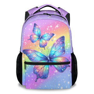 �C���R ���� �o�[�h �g���x���L�����A�[ AIOMXZZ Bookbag for Girls, Butterfly Backpacks for School Kids, Elementary Preschool School Bag for Toddler, 17 Cute Rainbow Bookbag �y���s�A���i�z
