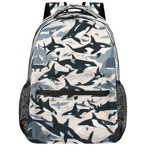 �C���R ���� �o�[�h �g���x���L�����A�[ cfpolar Whale Backpack for School, Sea Animal Killer Whale Laptop Backpack Water Resistant Bookbag Computer Bag Travel Hiking Camping Rucksack Daypack Shoulder Bag for Teenager Boys Girls Kids �y��