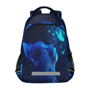 �C���R ���� �o�[�h �g���x���L�����A�[ ALAZA Cute Cat and Butterfly with Blue Light Backpacks Travel Laptop Daypack School Book Bag for Men Women Teens Kids �y���s�A���i�z