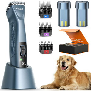 �y�b�g�o���J�� oneisall Professional Dog Clippers for Grooming with Dual Battery, Unlimited Runtime, Professional Dog Grooming Clippers 2 Speed for Thick Long Curly Matted Hair,A5 Blade, Metal Guide Combs �y���s�A���i�z