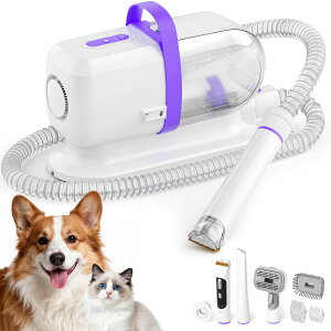 �y�b�g�o���J�� LOMMOL 6-in-1 Dog Grooming Vacuum, Pet Grooming Kit with Dog Clippers, 2.2L Dust Cup Dogs Vacuum with Dryer Function, Low Noise Upgrade Pet Grooming Vacuum with 6 Tools for Home Pet Hair, Purple �y���s�A���i�z