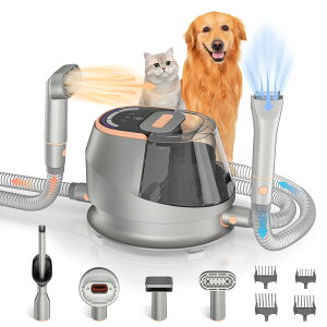 �y�b�g�o���J�� ENCHE 9-in-1 Pet Grooming Vacuum Kit ? Dog Hair & Cat Hair Grooming, 18Kpa Suction, 4.5L Dust Bin, 1000W Hot Air Dryer, LED Display, Adjustable Grooming Clippers & Shedding Tool �y���s�A���i�z