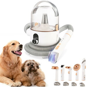 �y�b�g�o���J�� Dog Grooming Vacuum Kit, 11Kpa Suction Power Pet Hair Vacuum for Shedding Grooming with 2L Large Capacity Hair Storage, 5 Professional Pet Grooming Tools for Dogs Cats �y���s�A���i�z