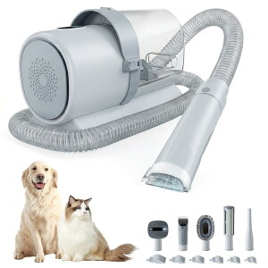 �y�b�g�o���J�� KMFurnila 5-in-1 Pet Grooming Vacuum Kit, Dog Clippers with Cordless Low Noise 2.5L Dust Cup, 3 Suction Modes and 5 Groomer Tools for Dogs, Cats and Other Animals Hair Trimmer �y���s�A���i�z