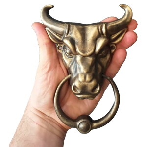 �h�A�m�b�J�[ Anatolica Bull Head Door Knocker,Solid Brass,6.5 inches Tall,Front Door Ornament (Antique Bronze) �y���s�A���i�z