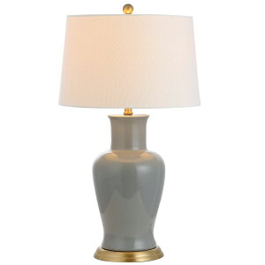 �T�t�@���B�� safavieh �e�[�u�������v �T�t�@�r�� �T�t�@���B�A JONATHAN Y 29 Gray Traditional Ceramic Urn LED Table Lamp for Bedroom Decor, White Linen Drum Shade, Classic Nightstand Lamp for Living Room, LED Bulb Included (JYL4026C 