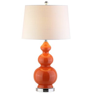 �T�t�@���B�� safavieh �e�[�u�������v �T�t�@�r�� �T�t�@���B�A JONATHAN Y 27.5 Coral Modern Ceramic Gourd Table Lamp for Living Room, Large Bedside Nightstand Lamp for Bedroom, White Linen Drum Shade, LED Bulb Included JYL4023A �y��
