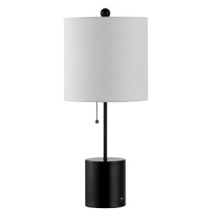�T�t�@���B�� safavieh �e�[�u�������v �T�t�@�r�� �T�t�@���B�A SAFAVIEH Lighting Collection Dalra Modern Black 25-inch USB Charging Port Bedroom Living Room Home Office Desk Nightstand Table Lamp (LED Bulb Included) �y���s�A���i