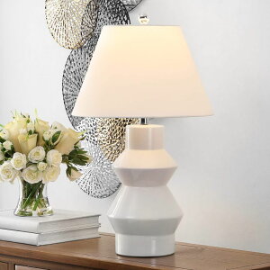 �T�t�@���B�� safavieh �e�[�u�������v �T�t�@�r�� �T�t�@���B�A SAFAVIEH Lighting Collection Larcia Modern White/ Brass Gourd 26-inch Bedroom Living Room Home Office Desk Nightstand Table Lamp (LED Bulb Included) �y���s�A���i�z