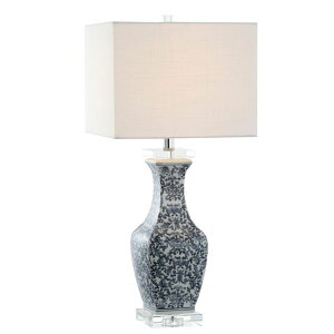 �T�t�@���B�� safavieh �e�[�u�������v �T�t�@�r�� �T�t�@���B�A JONATHAN Y 28 Blue and White Ceramic LED Table Lamp, Chinoiserie Hand-Painted Pattern with Crystal Base, White Square Linen Shade for Bedroom, Living Room, LED Bulb Incl 