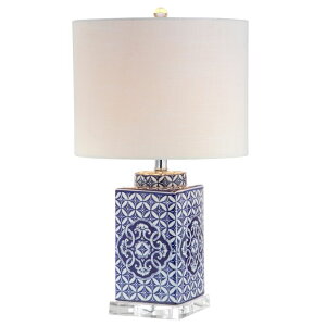 �T�t�@���B�� safavieh �e�[�u�������v �T�t�@�r�� �T�t�@���B�A JONATHAN Y 23 Blue and White Chinoiserie Ceramic Table Lamp, Traditional Hand-Painted Bedside Lamp for Living Room Bedroom, White Linen Drum Shade, LED Bulb Included JYL 