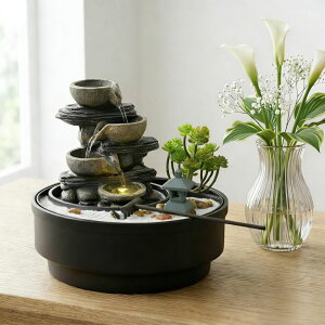 ��� ���� ��̃I�u�W�F �e�[�u���g�b�v�t�@�E���e�� �C���e���A���� Sunlinua Natural Rocks Tabletop Water Fountain Indoor Water Fountains with 4-Tier Soothing Sound Desktop Waterfall with DIY Decoration for Meditation Desk Home O