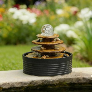 ��� ���� ��̃I�u�W�F �e�[�u���g�b�v�t�@�E���e�� �C���e���A���� Outdoor and Indoor Tabletop Fountain Desktop Water Feature Ceramic Office (Black A195) �y���s�A���i�z