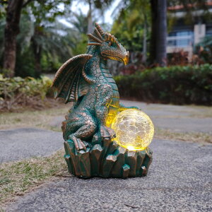 �K�[�f�����C�gLED�\�[���[���C�g �\�[���[�p���[ JOYBEE Dragon Solar Garden Statues Outdoor Decoration with Magic Orb,Dragon Figurine Solar LED Lights Lawn D?cor,Outside Statue Ornament for Patio, Balcony, Yard,Unique Gifts for Mom �y
