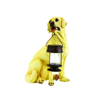 �K�[�f�����C�gLED�\�[���[���C�g �\�[���[�p���[ Yellow Lab Dog With Lantern Outdoor Garden Solar Light �y���s�A���i�z