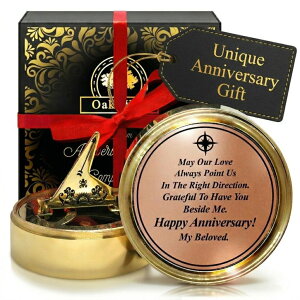 �����v OakiWay Anniversary Sundial Compass Gift for Him or Her - Unique Gift Ideas for Husband or Wife, Men Wedding Anniversary 50th 40th 25th 20th Year Celebration, Gift Card Included �y���s�A���i�z