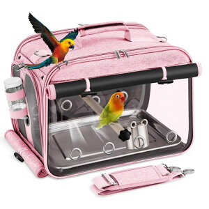 �C���R ���� �o�[�h �g���x���L�����A�[ Sanmoncare Airline Approved Bird Carrier, Indestructible Stainless Steel Mesh Parrot Travel Cage, Cockatiels Travel Carrier Lightweight and Portable with Water Bottle and Bowl �y���s�A���i�z