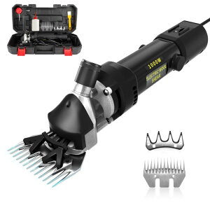 �ƒ{�p�o���J�� �r PAT JUUMG Sheep Shears,1000W Professional Heavy Duty Electric Animal Grooming Clippers for Livestock, Horses, Goats, Cattle, with 6-Speed Settings and 2 Detachable Blades for Thick Goats (Black) �y���s�A���i�z