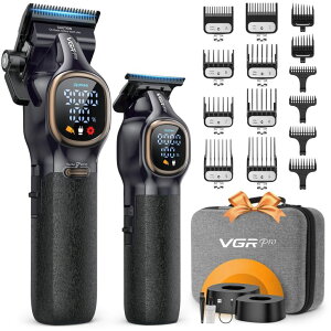 �y�b�g�o���J�� VGRPRO Professional Hair Clippers for Men, Professional Barber Clippers and Trimmer Set, Cordless Hair Clippers for Hair Cutting with Package Case, Powerful 9000 PRM Rechargable Electric (Black) �y���s�A���i�z