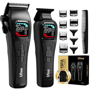 �y�b�g�o���J�� Ufree Professional Brushless Hair Clippers for Men, Cordless Barber Clippers and Trimmer Set with Sharper DLC Blades, Suitable for All Hair Types �y���s�A���i�z