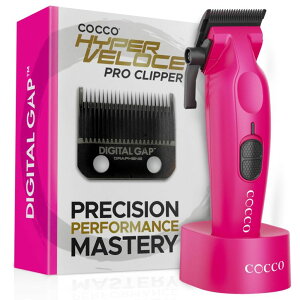 �y�b�g�o���J�� Cocco Hyper Veloce Pro Clipper, Digital Gap Ambassador Graphene Taper Blade Professional Hair Clippers, High-Torque BLDC Motor, All-Metal, Cordless, Charging Station Included (Pink) �y���s�A���i�z