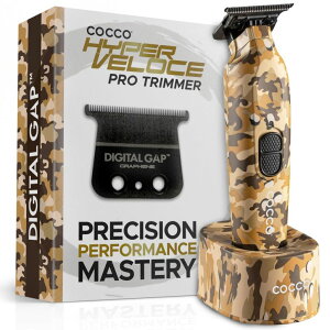 �y�b�g�o���J�� Cocco Hyper Veloce Pro Trimmer, Digital Gap Graphene Blade Edger, High-Torque Brushless BLDC Motor, Cordless, All-Metal Design, Lithium-Ion Battery, Charging Base Included (Camo) �y���s�A���i�z