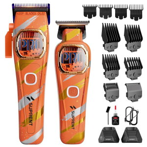 �y�b�g�o���J�� SUPRENT Sandstorm Professional Hair Clippers for Men - Up to 10000 RPM Motor Barber Clippers & Zero Gapped Trimmer Combo, Blue Titanium Blades, Cordless Hair Cutting Kit with Charging Stand �y���s�A���i�z