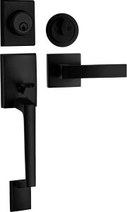 �h�A�m�b�J�[ Berlin Modisch Single Cylinder HandleSet with Lever Door Handle (for Entrance and Front Door) Reversible for Right and Left Handed deadbolt Handle Set Iron Black Finish �y���s�A���i�z