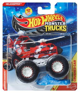 �z�b�g�E�B�[�� �����X�^�[�g���b�N Hot Wheels Monster Trucks Helichopper [Red] Champion Crashers 2/8 - Includes Crushed Car - 1:64 Scale Diecast Toy Vehicle �y���s�A���i�z
